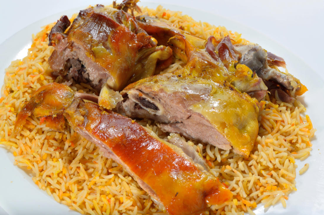 لحم مندي مع الارز