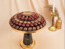 Belgian Chocolate With Golden Fruit Toppings.