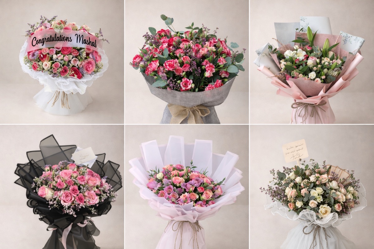 باقة ورد وردي 🌷