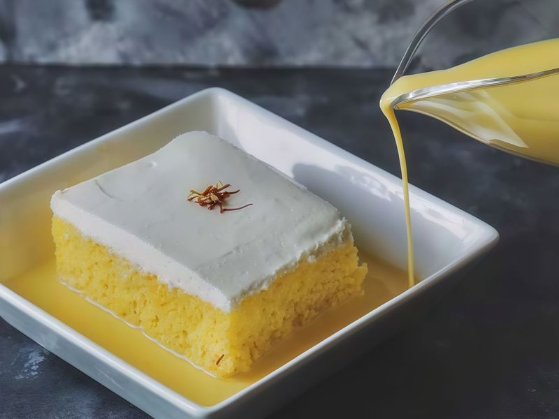 كيك حليب بالزعفران